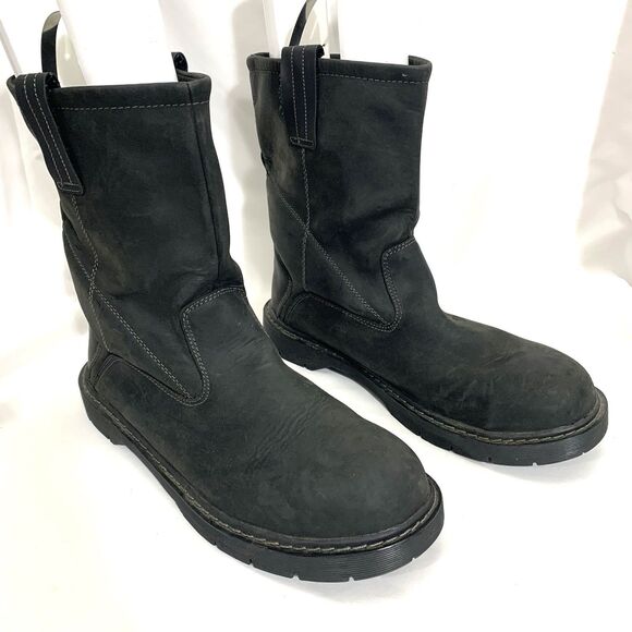 HERMAN SURVIVORS Black Leather Steel Toe Slip On Work Boots Slip Resistant Sz 14 - Picture 9 of 13